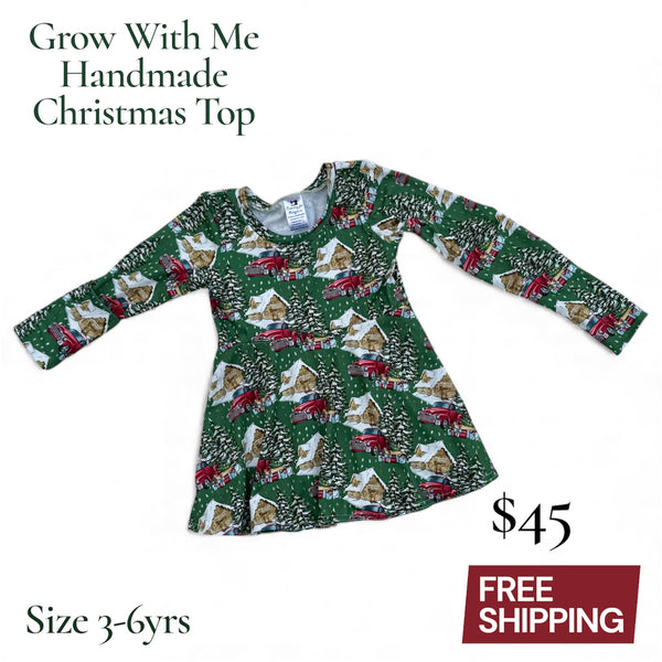 Handmade Grow With Me Christmas Top 3-6yrs